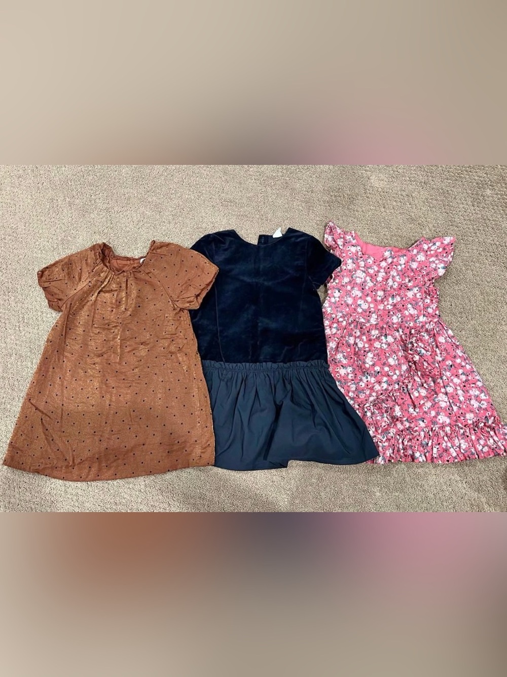 Zara and more brands Girls Black Velvet Drop-Waist Party Dress 2T-4T